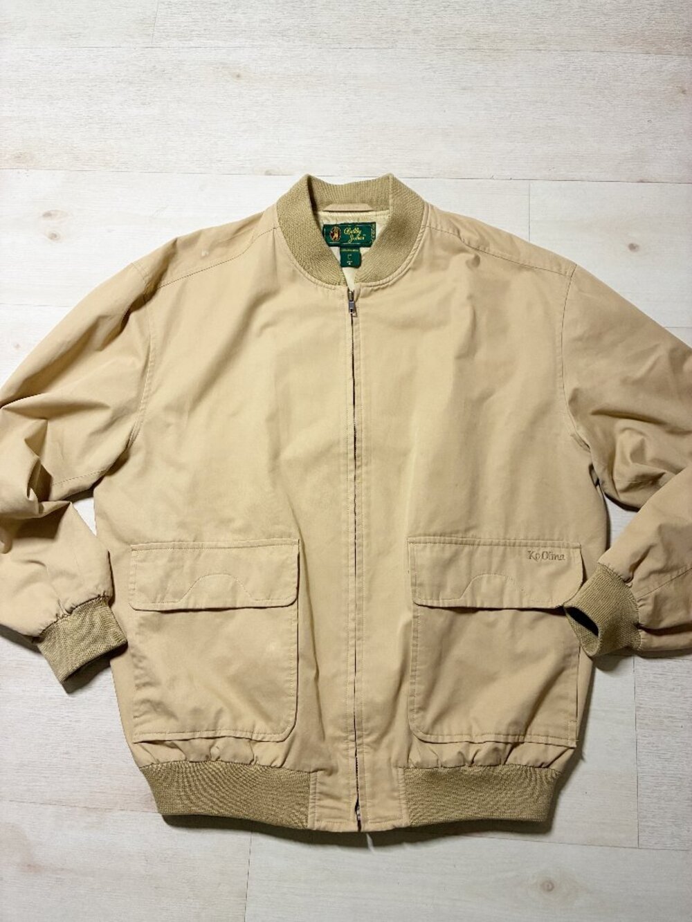 Vintage Bobby Jones Men's Tan Cotton Bomber Golf Jacket Size L- Fits like XL-XXL